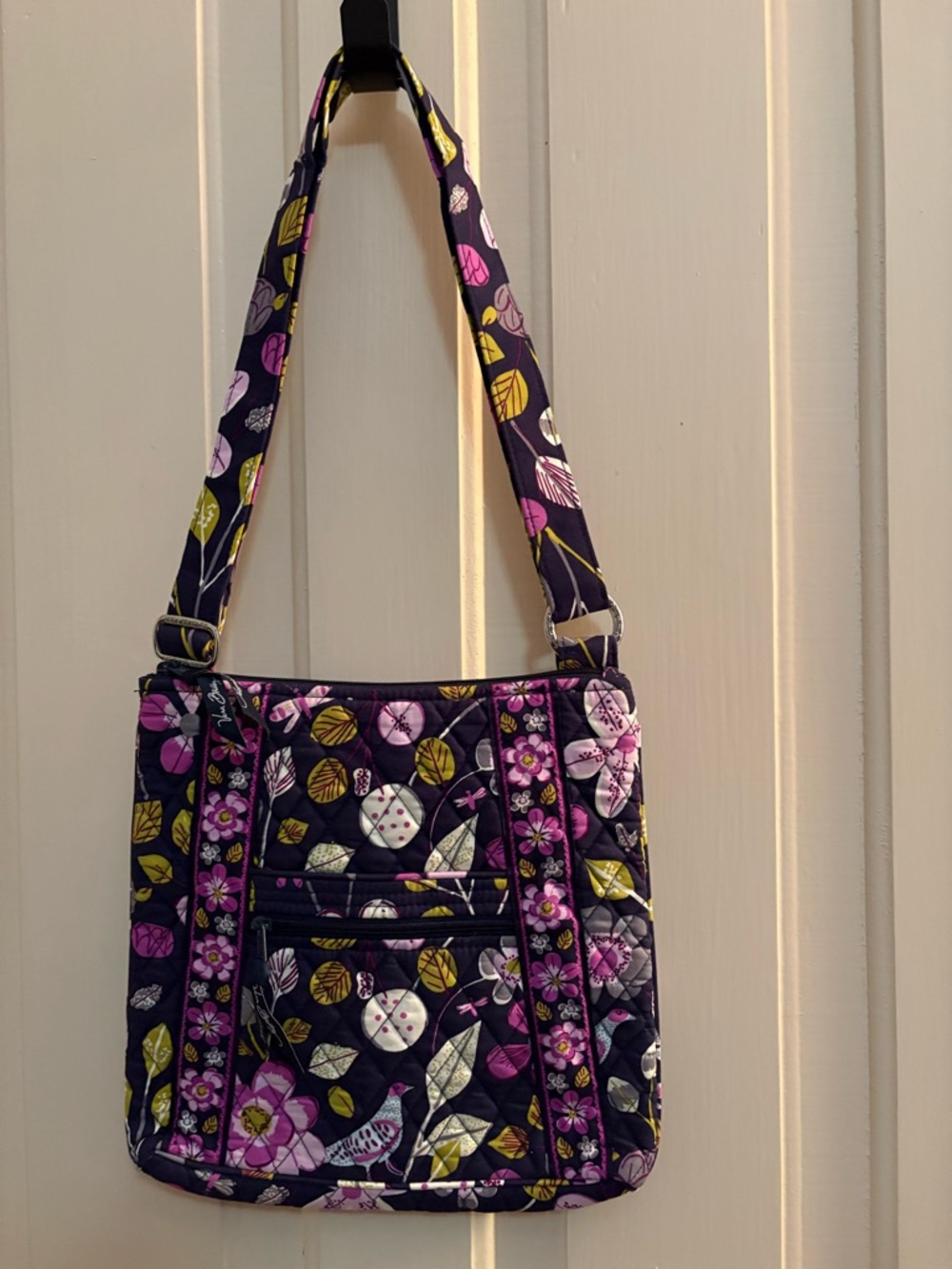 Vera Bradley Purple Nightingale Quilted Hipster Crossbody Bag